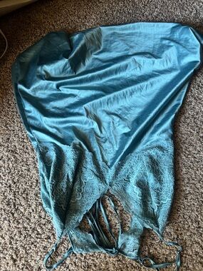 Victoria's Secret Teal Lace Trim Slip